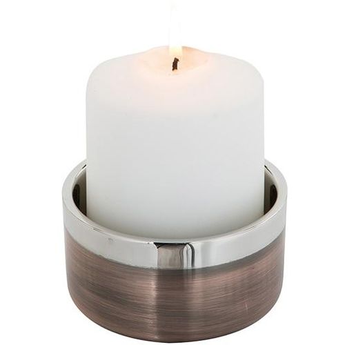 4042911441684 - Kerzenhalter FINK VITO Weihnachtsdeko braun (bronzefarben silberfarben) H5cm Ø10cm Edelstahl Kerzenhalter aus Edelstahl im modernen Design