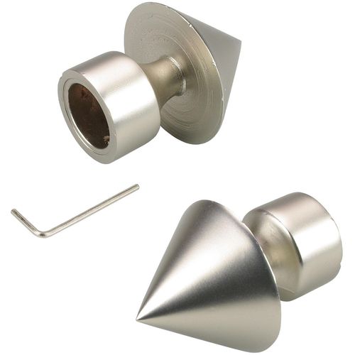 4016318028359 - Gardinenstangen-Endstück Kegel mit Rohraufnahme Gardinenstangenendstücke Gr 2 St silberfarben (chromfarben matt) Gardinenstangen-Endstücke Gardinenstangenendstücke für Gardinenstangen Ø 16 mm