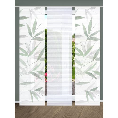 4056751527231 - Schiebegardine HOME IN GREEN RANDOW Gr 1 grün (mint) B60cm H245cm Polyester Gardinen SET DIGITALDRUCKBAMBUSOPTIK RECYCELT