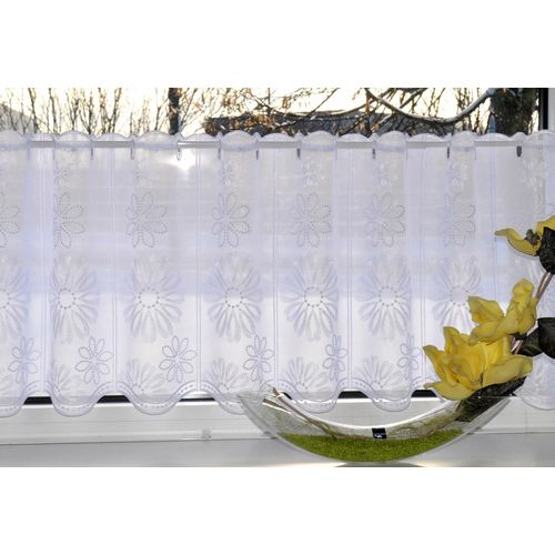 4028298292408 - Scheibengardine STICKEREIEN PLAUEN Lilienzeit Gardinen Gr 40 cm Stangendurchzug 95 cm weiß Scheibengardinen transparent Gardine