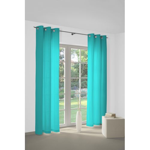 4004567142117 - Vorhang WIRTH WirthNatur Gr 1 blau (türkis) Gardinen 145cm Ösen 127cm Baumwolle 1-lagig B127cm H145cm