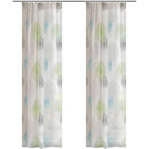 4056751476737 - Vorhang HOME WOHNIDEEN RAWLINS Gr 1 grün B140cm H145cm Voile Polyester Gardinen 2er Pack Zugbandschal RAWLINS bedruckt