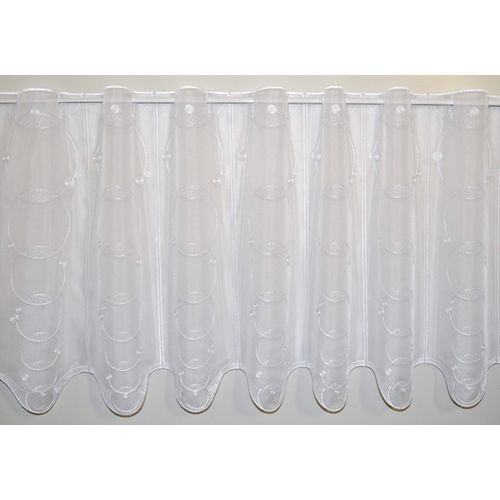 4028298297151 - Scheibengardine STICKEREIEN PLAUEN Punta Gardinen Gr 30 cm Stangendurchzug 95 cm weiß Scheibengardinen transparent Gardine