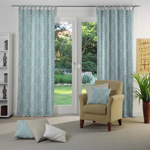 4004567065973 - Vorhang WIRTH Medina Gr 1 blau (türkis) Gardinen 145cm Schlaufen 135cm Polyester Baumwolle B135cm H145cm