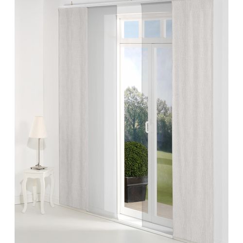 4004567170967 - Schiebegardine WIRTH Riccia Gardinen Gr 145 cm Klettband 60 cm bunt (weiß silberfarben) Schiebegardinen blickdicht Gardine inkl Beschwerungsstange