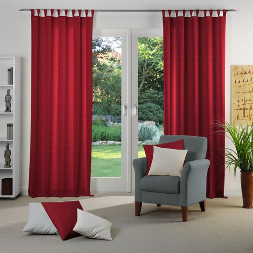 4004567090586 - Vorhang WIRTH Toco-Uni Gardinen Gr 145 cm Schlaufen 132 cm rot Schlaufen Gardine