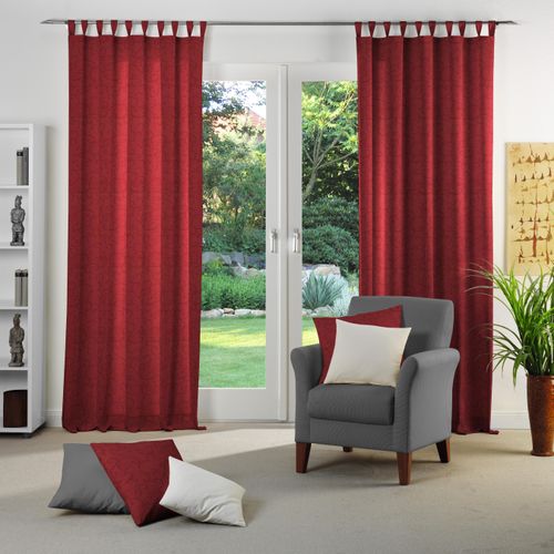 4004567110246 - Vorhang WIRTH Toco-Ranke Gr 1 rot B132cm H145cm Chenille Polyacryl Polyester Gardinen