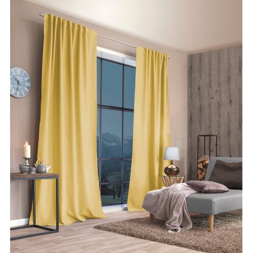 4056751473644 - Vorhang HOME BASICS ESKIMO Gardinen Gr 145 cm Multifunktionsband 135 cm gelb Schlafzimmergardinen Thermostoff Uni ESKIMO