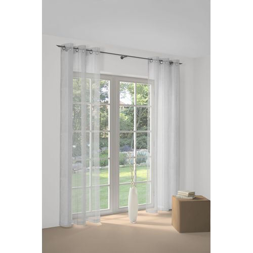 4004567094256 - Vorhang WIRTH Anja Gardinen Gr 225 cm Ösen 140 cm weiß Fertiggardine Fertigstore Flauschvorhang Gardine Gardinenstore Langstore Ösenschal Übergardine Ösen Store