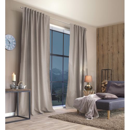 4056751473569 - Vorhang HOME BASICS ESKIMO Gr 1 beige (natur) B135cm H145cm Polyester Gardinen Thermostoff Uni ESKIMO