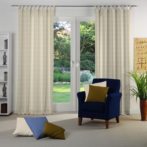 4004567117245 - Vorhang WIRTH Toco-Karo Gardinen Gr 145 cm Schlaufen 132 cm beige Schlaufen Gardine