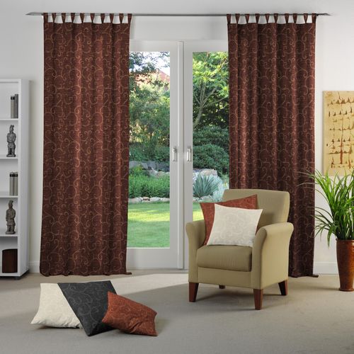 4004567110345 - Vorhang WIRTH Toco-Ranke Gr 1 braun B132cm H145cm Chenille Polyacryl Polyester Gardinen