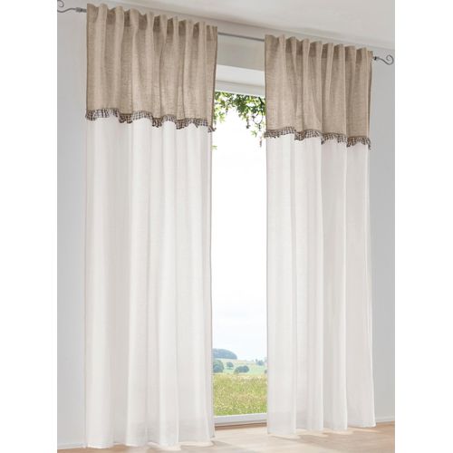 6933897923906 - Gardine HEINE HOME Gr 1 weiß (weiß natur) B135cm H145cm Leinen Polyester Gardinen
