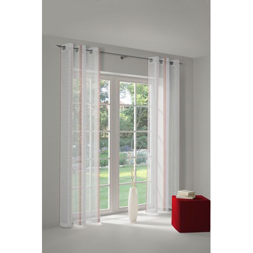 4004567095598 - Vorhang WIRTH Chloé Gardinen Gr 145 cm Ösen 140 cm rot Gardine Übergardine Fertiggardine Flauschvorhang Ösenschal Gardinenstore Fertigstore Langstore Ösen Store