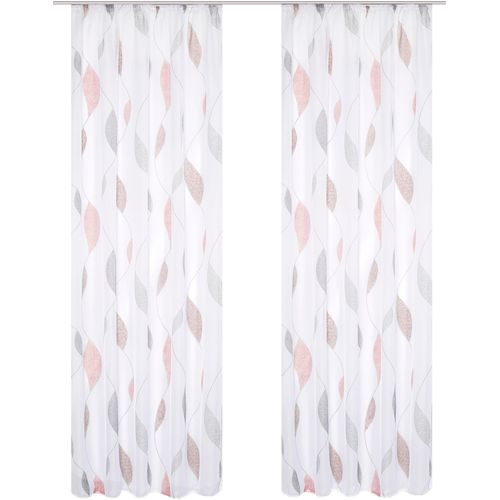 4056751475075 - Vorhang HOME WOHNIDEEN PAOLO Gr 2 weiß B140cm H175cm Voile Polyester Gardinen 2er Pack Kräuselbandschal PAOLO bedruckt