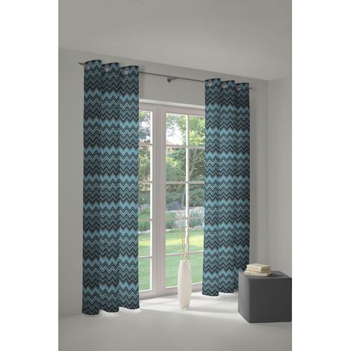 4004567231613 - Vorhang WIRTH Benewitz Gr 1 blau (petrol) Gardinen 145cm Ösen 132cm Baumwolle Polyester B132cm H145cm