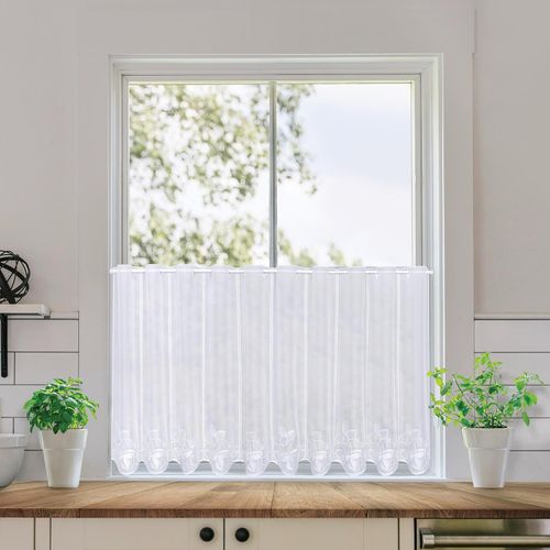 4007863711308 - Scheibengardine Fabia nach Maß Gr 1 weiß B80cm H30cm Voile Polyester Gardinen SB-Bistro Fabia maßgenaue Anfertigung