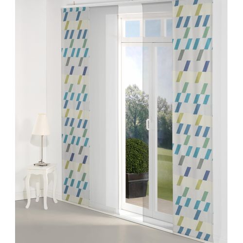 4004567214364 - Schiebegardine WIRTH Bray Gr 1 blau B60cm H145cm Jacquard Baumwolle Polyester Gardinen