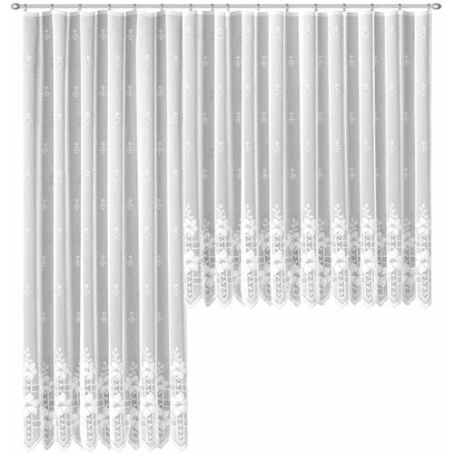 4005385822694 - Gardine WECKBRODT Wien Gr 14 weiß B300cm H175cm Jacquard Obermaterial 100% Polyester Gardinen Jacquard strukturiert Alloverfloralhalbtransparent Bordüre Store
