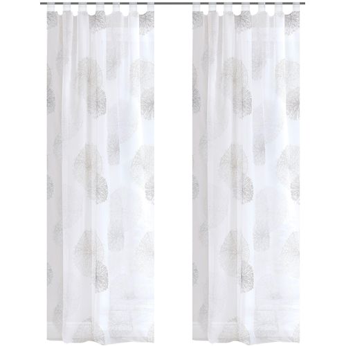 4056751476607 - Vorhang HOME WOHNIDEEN RAWLINS Gr 1 grau B140cm H145cm Voile Polyester Gardinen 2er Pack Schlaufenschal RAWLINS bedruckt