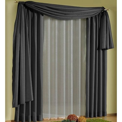 4004567136796 - Gardine WIRTH Daria Gardinen Gr 145 cm Kräuselband 135 cm schwarz Kräuselband Gardine