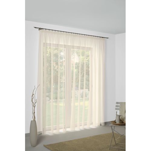 4004567365615 - Gardine WIRTH Manuela Gardinen Gr 245 cm Faltenband 650 cm beige (champagner) Schlafzimmergardinen Fertig-Store mit FB 13 nach Maß