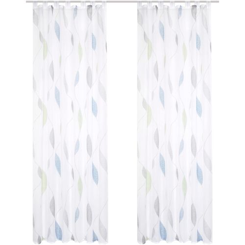 4056751474894 - Vorhang HOME WOHNIDEEN PAOLO Gr 1 blau (blau grün) B140cm H145cm Voile Polyester Gardinen 2er Pack Schlaufenschal PAOLO bedruckt 4056751474894 - Vorhang HOME WOHNIDEEN PAOLO Gr 1 blau (blau grün) B140cm H145cm Voile Polyester Gardinen 2er Pack Schlaufenschal PAOLO bedruckt