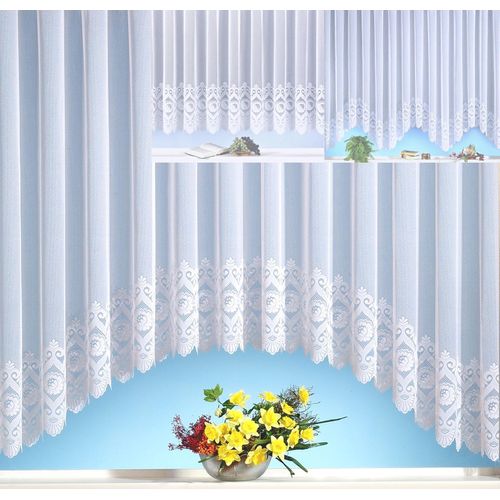 4005385814811 - Weckbrodt-gardinen - Blumenfensterstore Miriam mit c Bogen + Blumenbordüre weiß Ausführung Einzel Fertigstore Farbe weiß Größe 145X300 - weiß