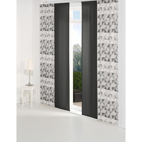 4004567214128 - Schiebegardine WIRTH Berlare Gr 1 grau (dunkelgrau) B60cm H145cm Jacquard Baumwolle Polyester Gardinen Inkl Montagezubehör