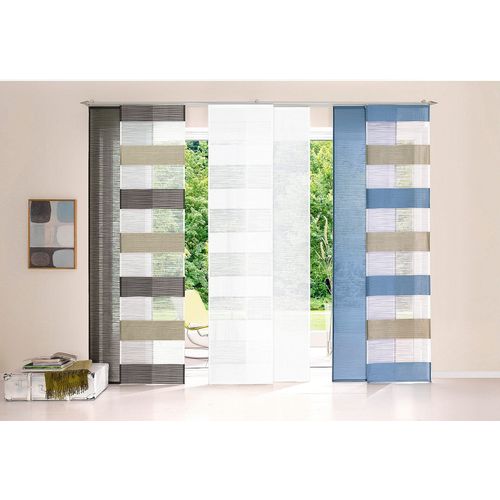 4011714977409 - Schiebegardine HOME WOHNIDEEN Sarnia Gr 4 grau (stein) B57cm H245cm Voile Polyester Gardinen inkl Beschwerungsstange