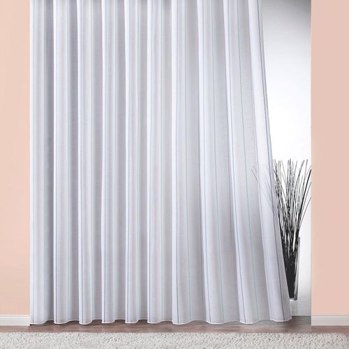 4005385833010 - Gardine WECKBRODT Athen Gr 1 blau (blau weiß türkis) B250cm H145cm Polyester Gardinen Gardinenstore Webgardine halbtransparent glänzende Effektstreifen Bleiband Store