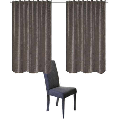 4056751475495 - Vorhang HOME BASICS WOLLY Gr 1 grau (stein) B135cm H145cm Polyester Gardinen 2er Pack Thermochenille Uni WOLLY