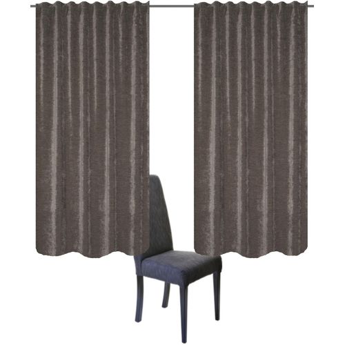 4056751475525 - Vorhang HOME BASICS WOLLY Gr 2 grau (stein) B135cm H160cm Polyester Gardinen 2er Pack Thermochenille Uni WOLLY