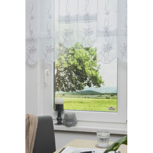 4028298303210 - Scheibengardine STICKEREIEN PLAUEN Kiara Gr 1 rot (bordeaux) B95cm H95cm Voile Polyester Gardinen