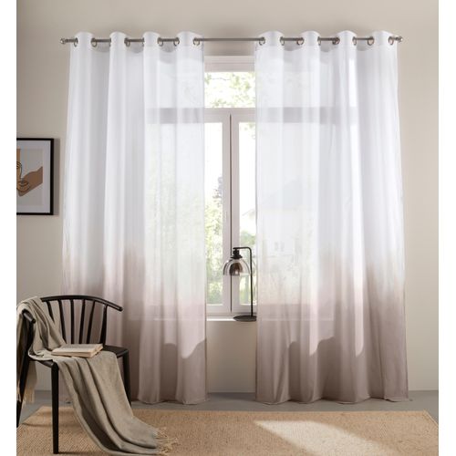 4068223786640 - Gardine BRUNO BANANI Nevalla Gr 2 beige B130cm H175cm Baumwolle Baumwolle Gardinen modern Farbverlauf Wohnzimmer Schlafzimmer halbtransparent