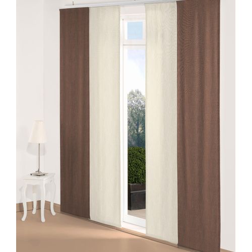 4004567171001 - Schiebegardine WIRTH Riccia Gardinen Gr 145 cm Klettband 60 cm braun (braun kupferfarben) Schiebegardinen blickdicht Gardine inkl Beschwerungsstange