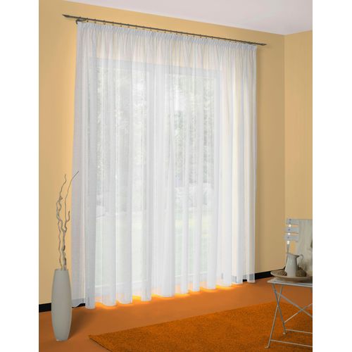 4004567081911 - Gardine WIRTH Gerty Gardinen Gr 145 cm Faltenband 450 cm weiß Fertiggardine Fertigstore Gardine Gardinenstore Langstore Badezimmergardinen Store