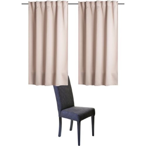 4056751474054 - Vorhang HOME BASICS BLACKY Gr 1 beige B140cm H145cm Polyester Gardinen 2er Pack Kombibandschal BLACKY Uni