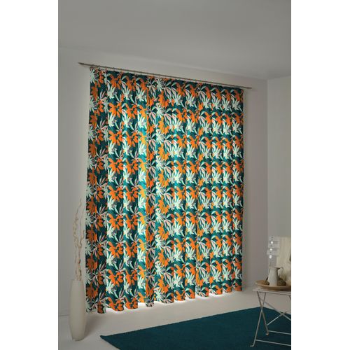 4004567288037 - Vorhang ADAM Jungle Gr 2 bunt (orange dunkelgrün) B145 H175 Jacquard Baumwolle (Bio-Baumwolle) Gardinen Vorhang Jungle aus 100% Bio-Baumwolle Kräuselband (1 St)