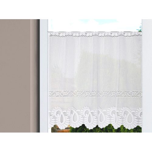 4056751441971 - Scheibengardine HOME WOHNIDEEN LEONORA Gr 2 weiß B100cm H100cm Wirkware Polyester Gardinen Scheibengardine Jacquard fein LEONORA