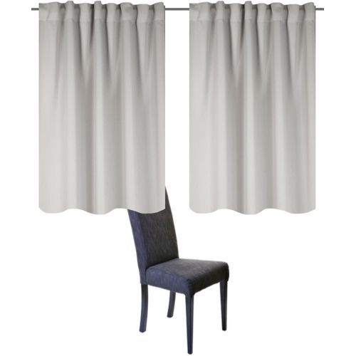 4056751474108 - Vorhang HOME BASICS BLACKY Gr 3 grau B140cm H225cm Polyester Gardinen 2er Pack Kombibandschal BLACKY Uni