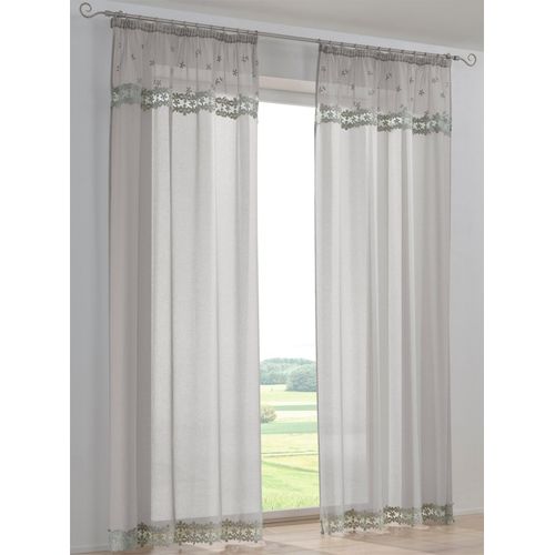 6930325795500 - Gardine HEINE HOME Gr 1 grau (hellgrau) Gardinen 145cm Universalzugband Schlaufen 130cm Polyester B130cm H145cm