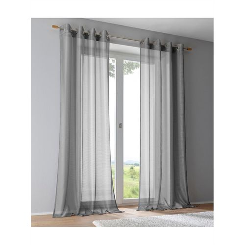 4016478155155 - Vorhang KUTTI Vinola Gr 2 grau (grau silberfarben) B130cm H175cm Wirkware Polyester Gardinen Ösengardine modern Netzstruktur Glanz