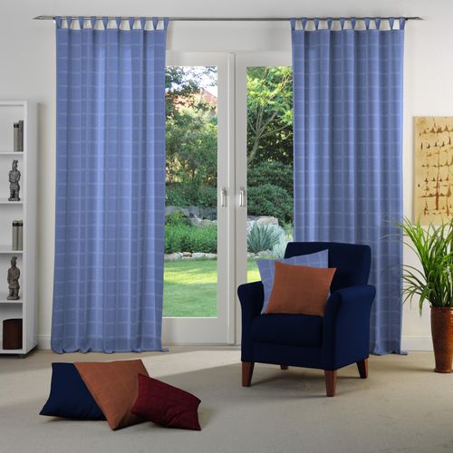 4004567118549 - Vorhang WIRTH Toco-Karo Gr 11 blau Gardinen 200cm Schlaufen 132cm Polyacryl B132cm H200cm