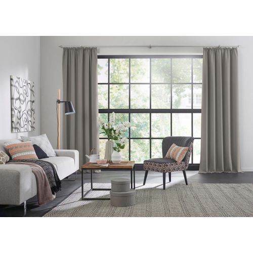 4004567143565 - Vorhang WIRTH Dim out Gardinen Gr 150 cm Kräuselband 145 cm grau (taupe) Kräuselband Gardine