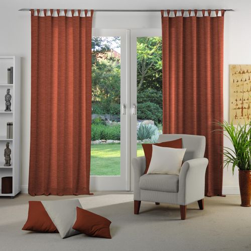 4004567090692 - Vorhang WIRTH Toco-Uni Gardinen Gr 145 cm Schlaufen 132 cm orange (terra) Schlaufen Gardine