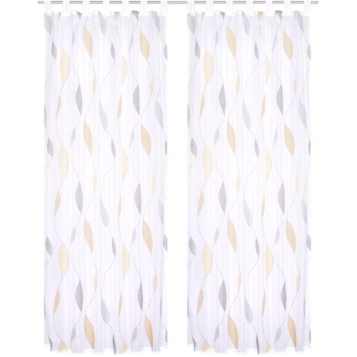 4056751474900 - Vorhang HOME WOHNIDEEN PAOLO Gr 1 gelb B140cm H145cm Voile Polyester Gardinen 2er Pack Schlaufenschal PAOLO bedruckt