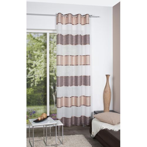 4056751473767 - Vorhang HOME WOHNIDEEN WALTER Gr 1 braun (cappuccino) B140cm H145cm Polyester Gardinen Ösenschal WALTER Querstreifen