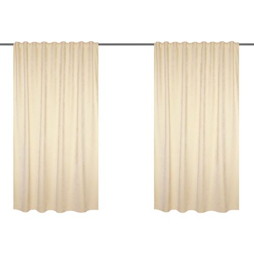 4056751475471 - Vorhang HOME BASICS WOLLY Gr 1 beige (creme) B135cm H145cm Polyester Gardinen 2er Pack Thermochenille Uni WOLLY