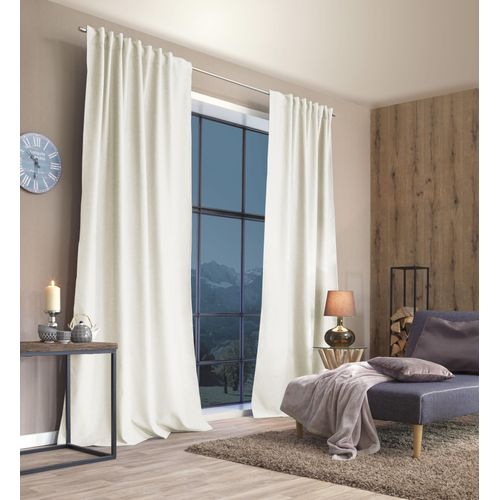 4056751473538 - Vorhang HOME BASICS ESKIMO Gr 2 weiß (wollweiß) B135cm H175cm Polyester Gardinen Thermostoff Uni ESKIMO